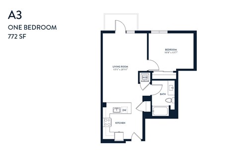 One Bedroom A3 772 SF - Resa Long Beach